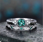 3 Colors Stackable Double Rings Sets For Women 925 Silver Round Green Blue Zircon Stone