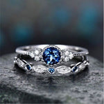 3 Colors Stackable Double Rings Sets For Women 925 Silver Round Green Blue Zircon Stone