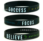 New Success Focus& Believe Motivational Silicone Sports Bracelets & Bangles
