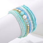 10 pcs/lot Boho Multi-layer Imitation Pearl Crystal Glass Beaded Elastic Bracelets