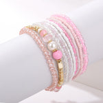 10 pcs/lot Boho Multi-layer Imitation Pearl Crystal Glass Beaded Elastic Bracelets