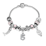 ZOSHI Pink Crystal Charm Silver Bracelets & Bangles for Women