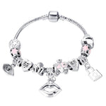 ZOSHI Pink Crystal Charm Silver Bracelets & Bangles for Women
