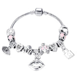 ZOSHI Pink Crystal Charm Silver Bracelets & Bangles for Women