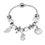 ZOSHI Pink Crystal Charm Silver Bracelets & Bangles for Women