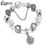 CUTEECO 925 Fashion Silver Charms Bracelet Bangle For Women