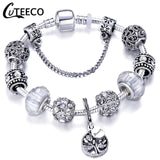 CUTEECO 925 Fashion Silver Charms Bracelet Bangle For Women
