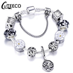 CUTEECO 925 Fashion Silver Charms Bracelet Bangle For Women