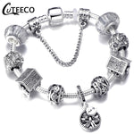 CUTEECO 925 Fashion Silver Charms Bracelet Bangle For Women