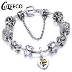 CUTEECO 925 Fashion Silver Charms Bracelet Bangle For Women