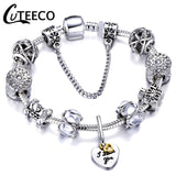 CUTEECO 925 Fashion Silver Charms Bracelet Bangle For Women