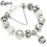 CUTEECO 925 Fashion Silver Charms Bracelet Bangle For Women
