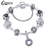 CUTEECO 925 Fashion Silver Charms Bracelet Bangle For Women