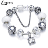 CUTEECO 925 Fashion Silver Charms Bracelet Bangle For Women