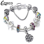 CUTEECO 925 Fashion Silver Charms Bracelet Bangle For Women