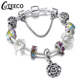 CUTEECO 925 Fashion Silver Charms Bracelet Bangle For Women
