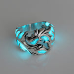 Vintage Alloy Luminous Dragon Rings Cool Silver Mens Boys