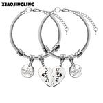 XIAOJINGLING 2pcs Broken Heart Bracelets & Bangles Stainless Steel