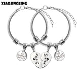 XIAOJINGLING 2pcs Broken Heart Bracelets & Bangles Stainless Steel