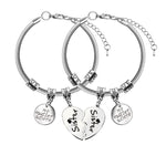 XIAOJINGLING 2pcs Broken Heart Bracelets & Bangles Stainless Steel