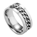 Letdiffery Punk 8mm Spinner Chain Men Rotatable Ring Black Blue Stainless Steel