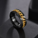 Letdiffery Punk 8mm Spinner Chain Men Rotatable Ring Black Blue Stainless Steel