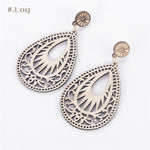 Natural Wooden Teardrop Earrings Popular Hollow Personality Simple Style Fashion