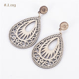 Natural Wooden Teardrop Earrings Popular Hollow Personality Simple Style Fashion