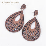 Natural Wooden Teardrop Earrings Popular Hollow Personality Simple Style Fashion