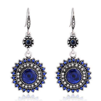 VOHE New personal retro long sunflower earrings feminine temperament Korean personality ear earrings