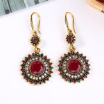 VOHE New personal retro long sunflower earrings feminine temperament Korean personality ear earrings