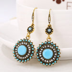 VOHE New personal retro long sunflower earrings feminine temperament Korean personality ear earrings