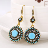 VOHE New personal retro long sunflower earrings feminine temperament Korean personality ear earrings