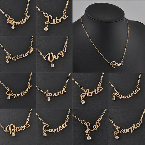 New Arrival Crystal 12 Zodiac Necklace Jewelry  For Women Wholesale P1114