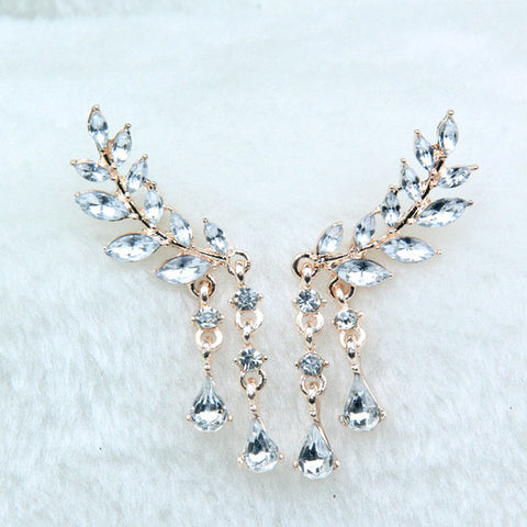 tassel Wing Style Drop Earrings Rose Gold Color/Silver