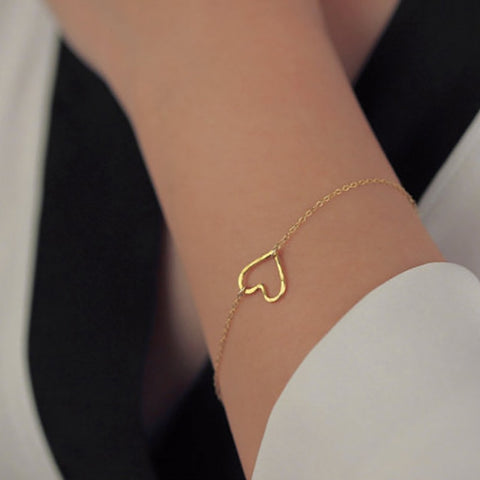 New Fashion Heart Bracelet, Delicate Simple Gold Bracelet, Women Gift For Her SL003