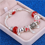 ZOSHI Pink Crystal Charm Silver Bracelets & Bangles for Women