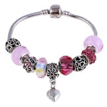 ZOSHI Pink Crystal Charm Silver Bracelets & Bangles for Women