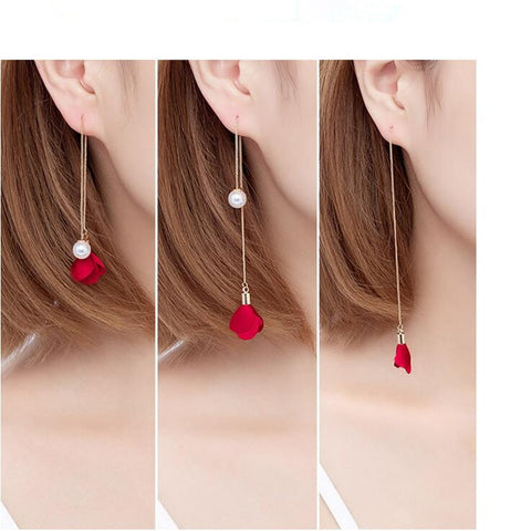 Korean version of the new pearl ear line long flower