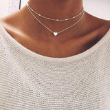Tiny Heart Necklace for Women SHORT Chain Heart