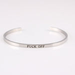 New Silver Stainless Steel Bangle Engraved Positive Inspirational Quote