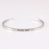 New Silver Stainless Steel Bangle Engraved Positive Inspirational Quote