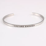 New Silver Stainless Steel Bangle Engraved Positive Inspirational Quote