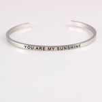 New Silver Stainless Steel Bangle Engraved Positive Inspirational Quote