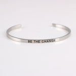 New Silver Stainless Steel Bangle Engraved Positive Inspirational Quote