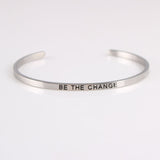 New Silver Stainless Steel Bangle Engraved Positive Inspirational Quote