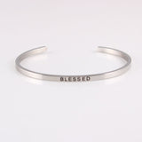 New Silver Stainless Steel Bangle Engraved Positive Inspirational Quote
