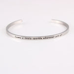 New Silver Stainless Steel Bangle Engraved Positive Inspirational Quote