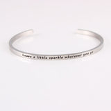 New Silver Stainless Steel Bangle Engraved Positive Inspirational Quote