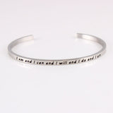New Silver Stainless Steel Bangle Engraved Positive Inspirational Quote